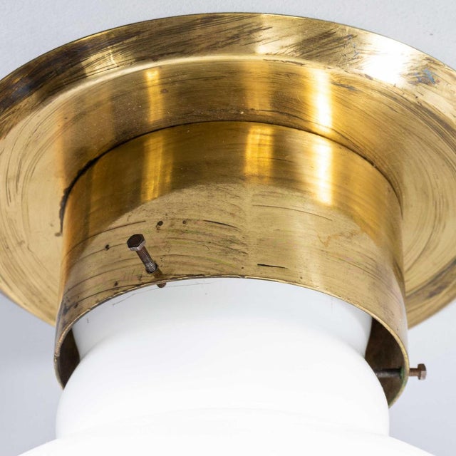 Glass Large White Mottled Glass Orb Ceiling Lamp, 1950s For Sale - Image 7 of 11