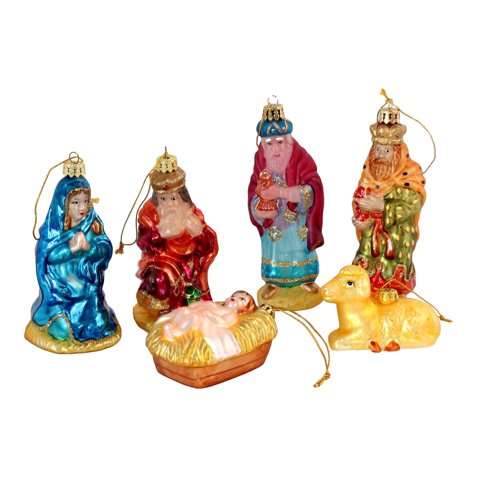 Vintage Mercury Glass Nativity Ornaments, 6 Pieces Chairish