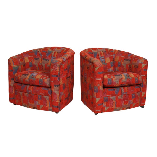Postmodern Barrel Chairs, a Pair For Sale - Image 4 of 9