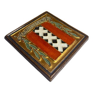 Mid-Century Modern Royal Delft Cloisonné Amsterdam Coat of Arms Tile For Sale
