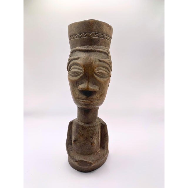 Antique African Carved Wood Palm Wine Cup / Female Figure - Tribal Art, DRC For Sale - Image 4 of 10