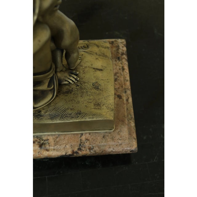 Bronze Vintage Solid Bronze Sculpture of Madonna & Children For Sale - Image 8 of 10