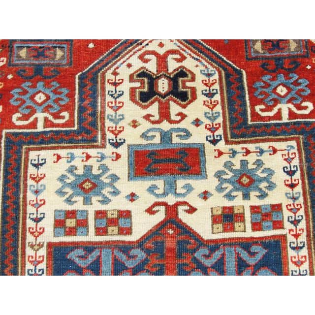 Late 19th Century Antique Caucasian Kazak Prayer Rug For Sale - Image 5 of 8