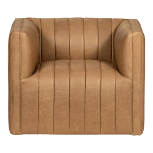 Hudson Caramel Leather Swivel Chair