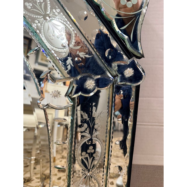 Large Etched Venetian Octagonal Mirror For Sale - Image 4 of 5