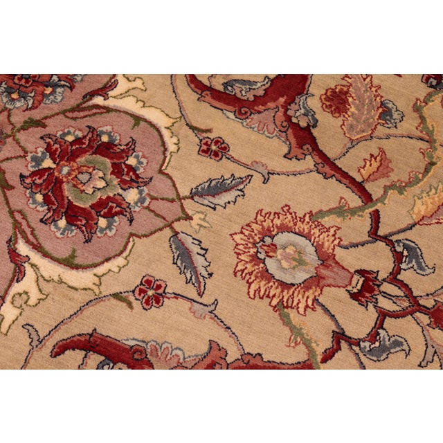 Shabby Chic Medallion 1990's Pak-Persian Taupe/Red Wool Rug - 6'1'' X 8'10'' For Sale - Image 4 of 9