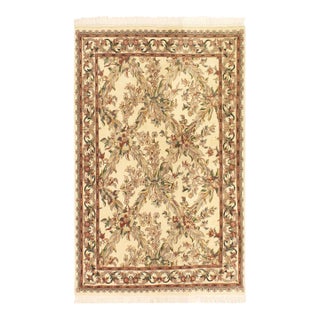 Shabby Chic Basan Pak-Persian Beige/Gray Wool Rug - 4'0'' X 6'2'' For Sale