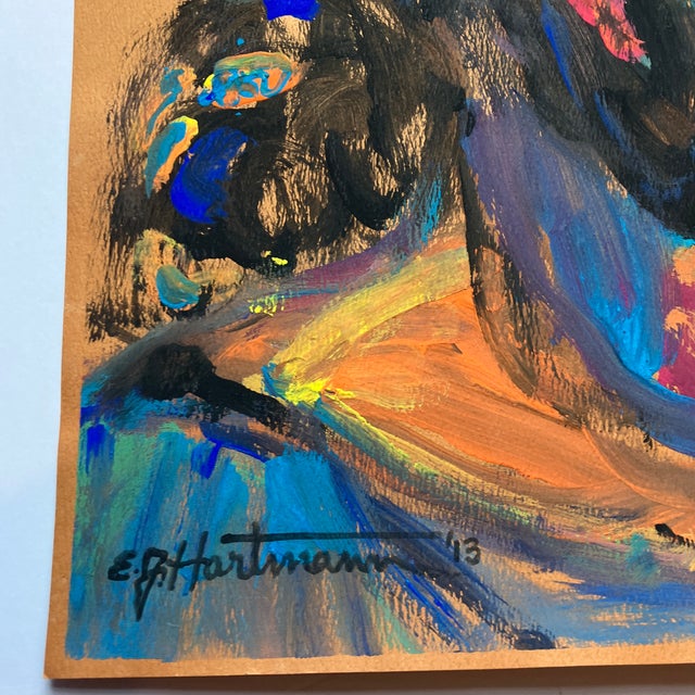 Contemporary Contemporary Original E.J.Hartmann Abstract Portrait Painting Signed For Sale - Image 3 of 4