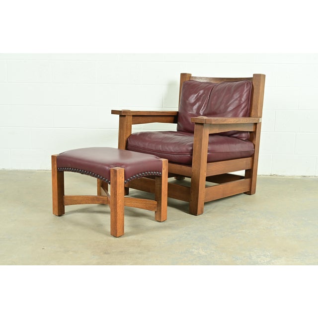 Stickley Mission Oak Arts & Crafts Eastwood Lounge Chair With Ottoman For Sale - Image 16 of 16