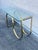 1980s Postmodern Brass-Finish Metal & Glass Console Table With Curved Base For Sale - Image 4 of 12