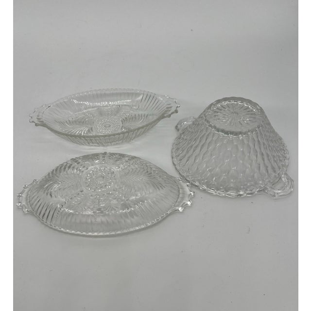 Art Deco Clear Depression Glass Dishes X 3 For Sale - Image 3 of 7