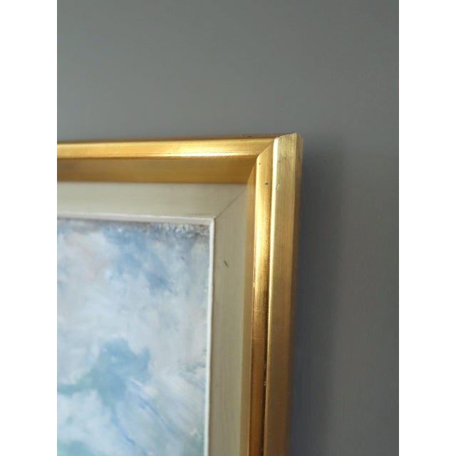 Sky Blue 1978 Modernist 'Drift at Low Tide' Expressive Original Coastal Landscape Oil Painting, Framed For Sale - Image 8 of 12