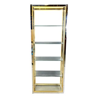 Brass, Glass, and Chrome Shelf from Renato Zevi, 1970s For Sale