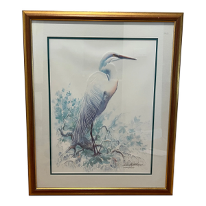 Original Signed and No. Lithograph "Great Blue Heron" Richard E. Williams