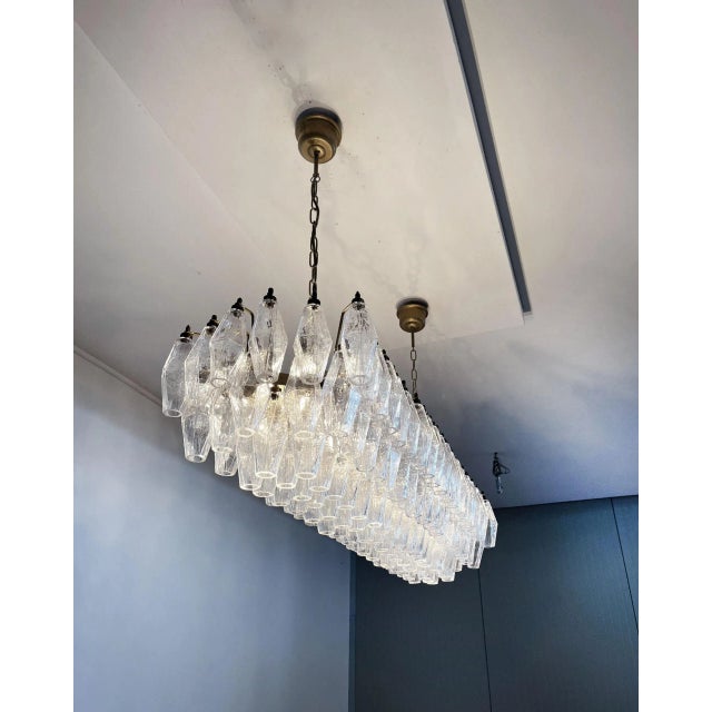Mid 20th Century Crystal Murano Poliedri 138 Transparent Glasses Chandelier by Carlo Scarpa For Sale In Los Angeles - Image 6 of 11