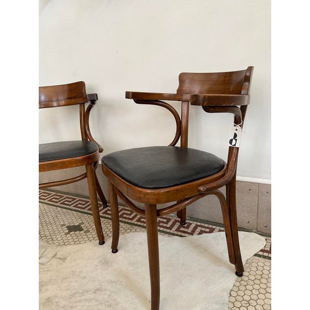 Brown Vintage Mundus Steam Bentwood Captain's Dining Chairs - A Pair For Sale - Image 8 of 16