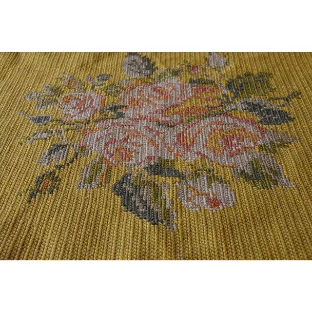 Textile 20th Century Yellow Arraiolos Rug with Pink and Green Flowers, Portugal, 1900s For Sale - Image 7 of 18