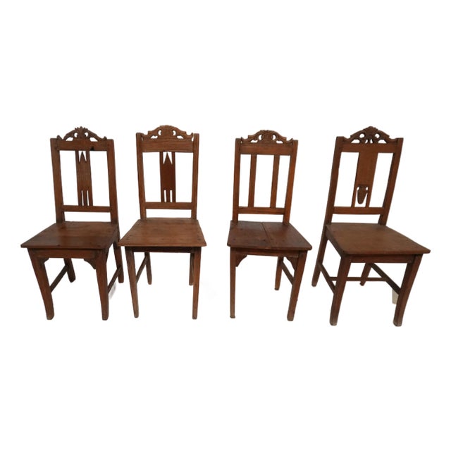 Early 20th Century Set of Four Similar Arts & Crafts Wood Chairs For Sale