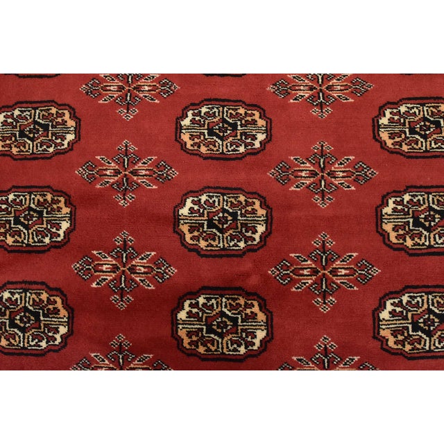 Red Bokhara Rug 5’2” X 7’9” Red Wool Tribal Hand-Knotted Oriental Carpet For Sale - Image 8 of 13