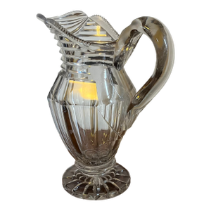 Large Antique Early 19th Century George III Anglo Irish Cut Crystal Glass Wine Ewer or Water Pitcher