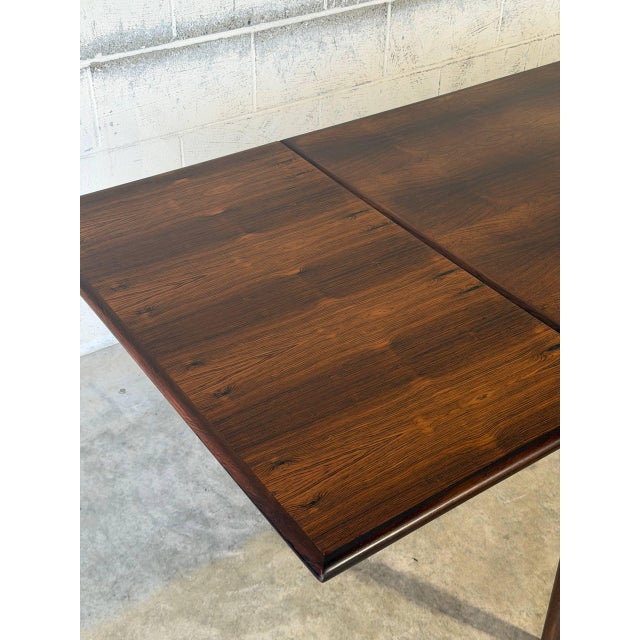 Brown Danish Rosewood Dining Table With Expandable Pull Out Draw Leaves Denmark N&r Møbler 1960s For Sale - Image 8 of 14