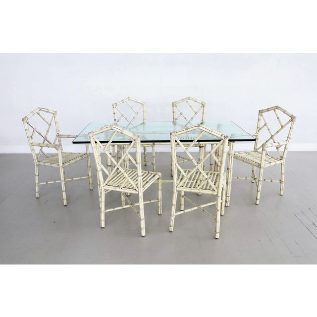 Italian Dining Chairs & Table in Varnished Bamboo, 1970s, Set of 7 For Sale - Image 17 of 18