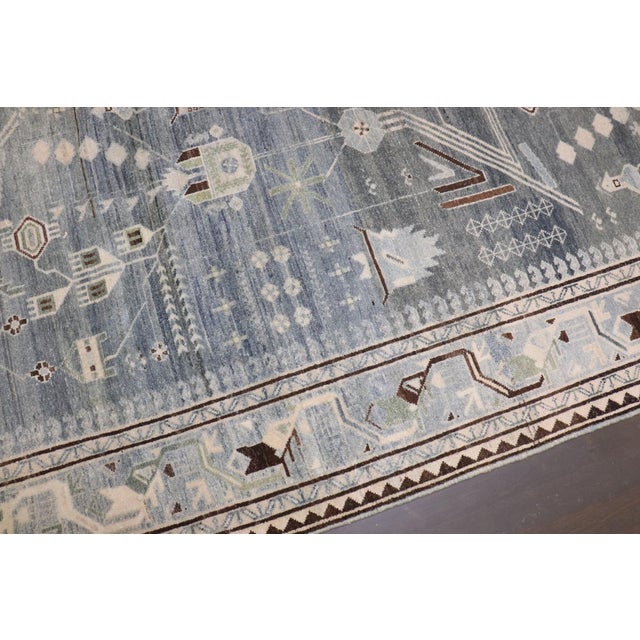 Early 20th Century Gray Blue Malayer Long Geometric Runner For Sale - Image 5 of 8