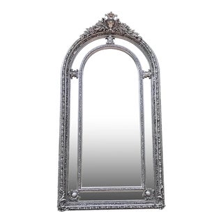 Late 20th Century French Louis XVI Silver Beech Floor Mirror For Sale