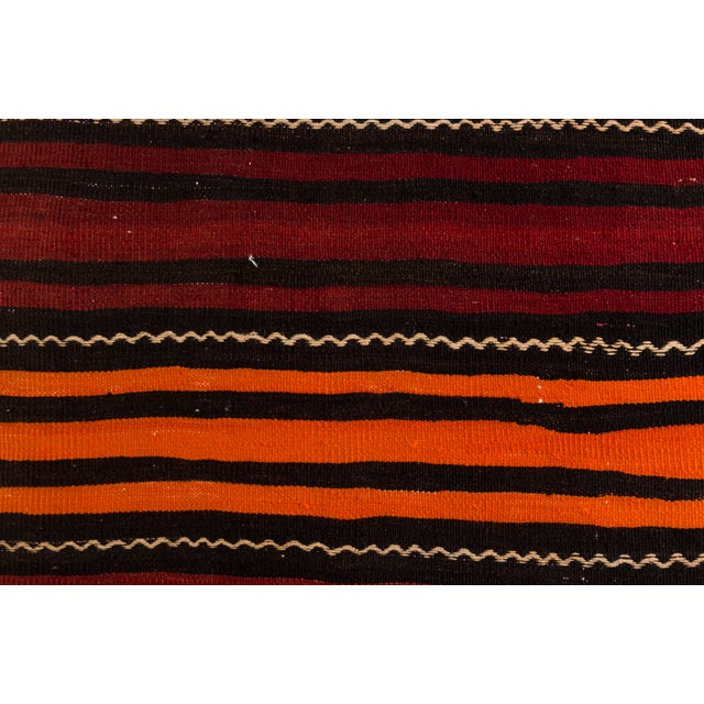 Mid 20th Century Bold Orange & Madder Red Flatweave Rug For Sale - Image 11 of 14