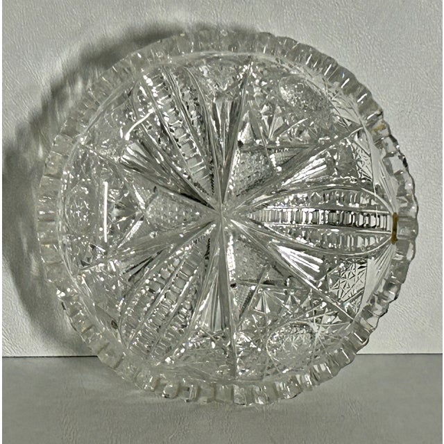Glass Antique American Brilliant Cut Glass Bowl With Starburst & Hobstar Motif For Sale - Image 7 of 10
