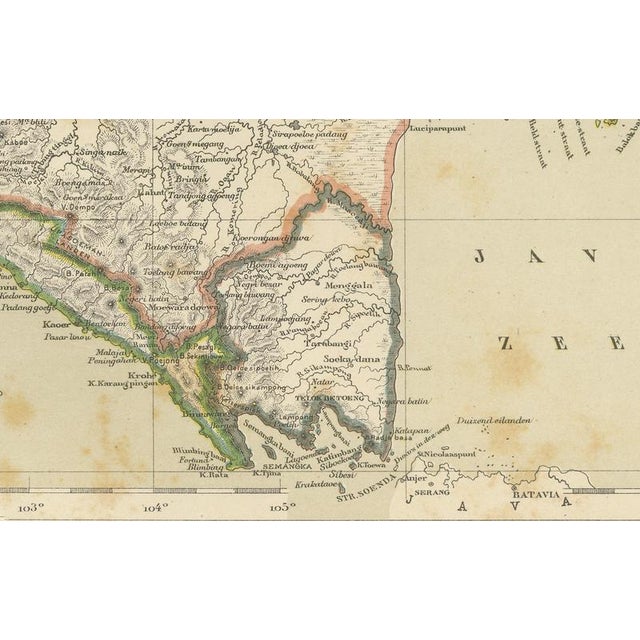 Antique Map of Sumatra, Bangka Belitung and Riau in the Dutch East Indies, 1884 For Sale - Image 6 of 9
