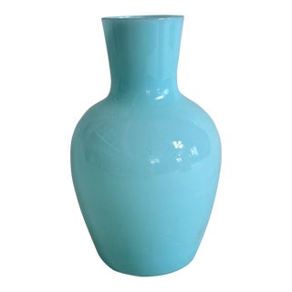 Vintage Tiffany Blue Glass Vase For Sale