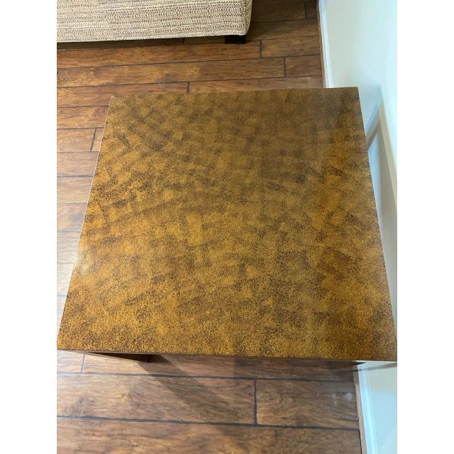 Late 20th Century Large Milo Baughman Style Burl Parsons Side Table in Mottled Copper Finish For Sale In Baltimore - Image 6 of 14
