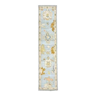 21st Century Turkish Oushak 2X10 Gold, Gray & Ivory, Handmade Runner Rug #1144115 For Sale