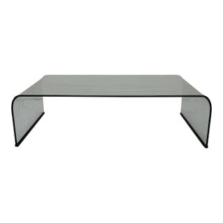 Angelo Cortesi Etched Waterfall Coffee or Cocktail Table for Fiam, Italy 1980s For Sale