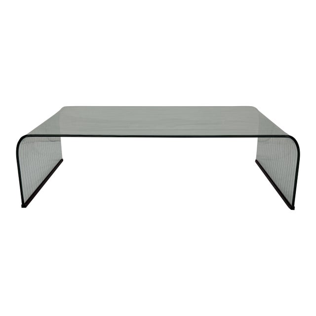 Angelo Cortesi Etched Waterfall Coffee or Cocktail Table for Fiam, Italy 1980s For Sale