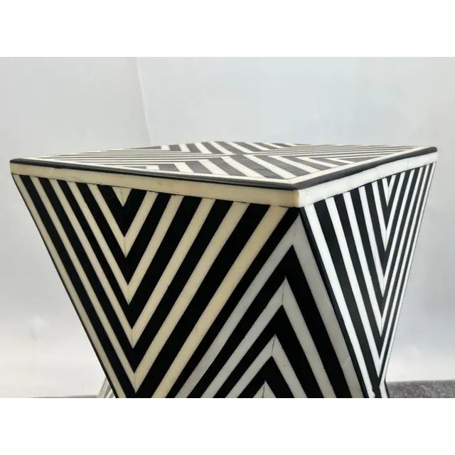 Art Deco Style Black & White Resin Sculptural Side End Table or Stool, a Pair For Sale In New York - Image 6 of 17