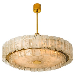 Large Glass and Brass Pendant Light by Doria Leuchten, 1970s For Sale