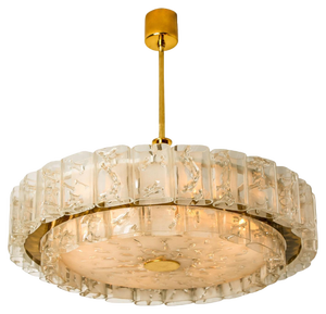 Large Glass and Brass Pendant Light by Doria Leuchten, 1970s