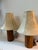 Brown 1950s Pair of Mid Century Turned Teak Lamps With Original Shades For Sale - Image 8 of 8