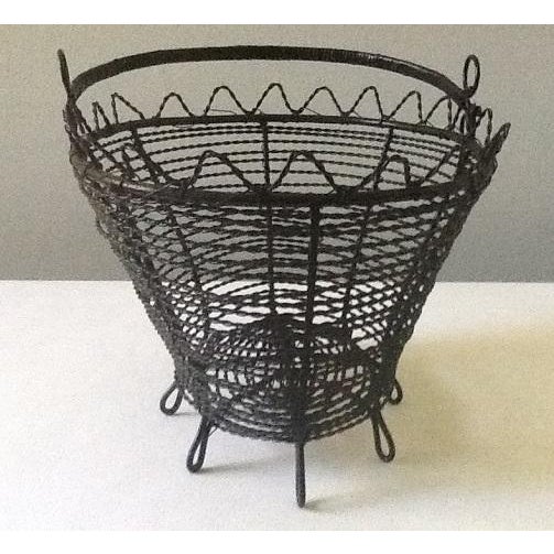 Vintage French Farm Wire Basket With Feet & Swivel Handle Chairish