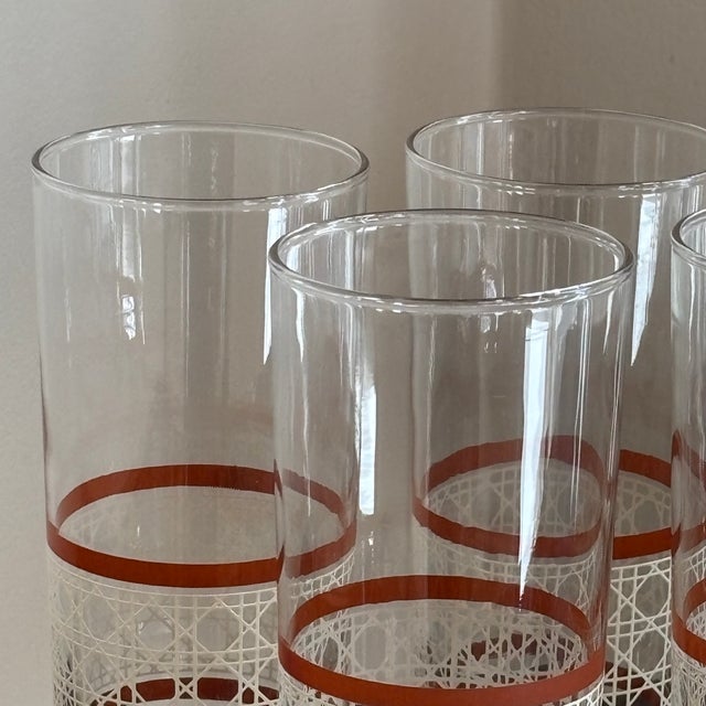 Large Mid-20th Century Woven Cane Pattern Tumblers -- Set of 7 For Sale - Image 14 of 16