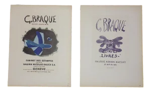 Vintage Mid Century Color Lithograph-Georges Braque-Printed by Mourlot-A Pair