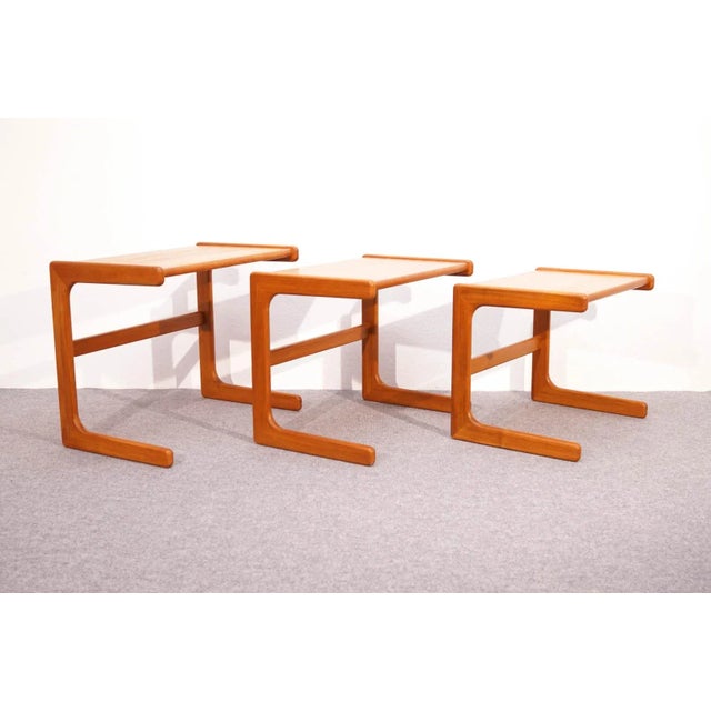 Mid-Century Modern Scandinavian Teak Nesting Tables, Set of 3 For Sale - Image 11 of 11