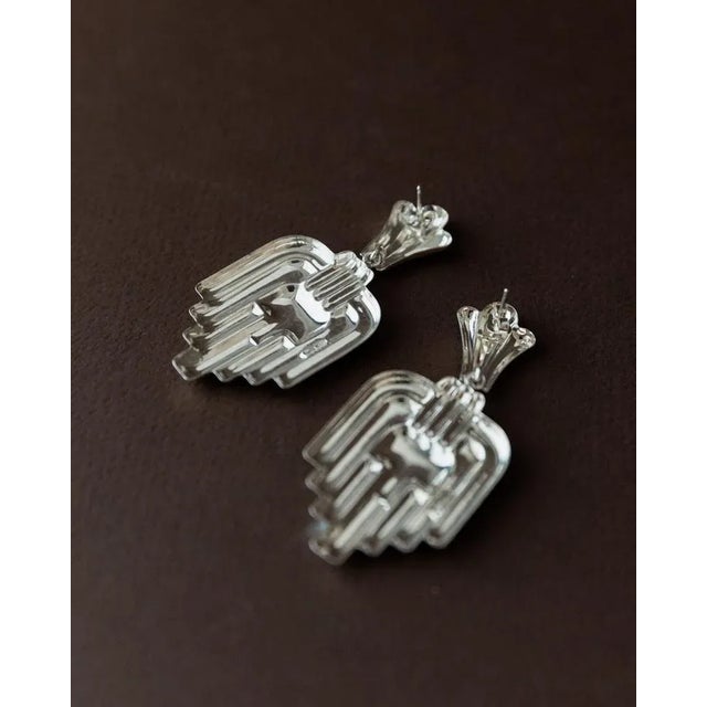 Silver Vintage Art Deco Silver Earrings, Set of 2 For Sale - Image 8 of 11