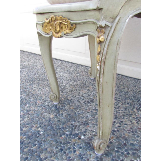 Antique French Louis XV Style Painted Corner Chair For Sale - Image 9 of 18