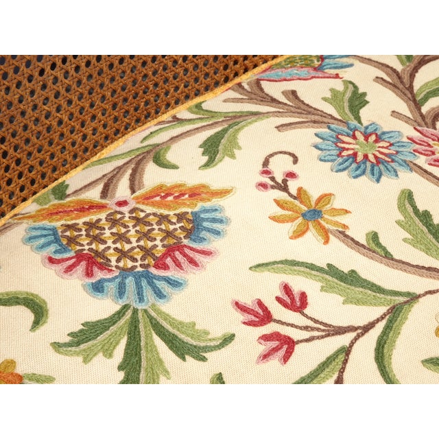Antique French Louis XV Style Cane Settee Loveseat W Down & Orange Floral Fabric For Sale - Image 15 of 17