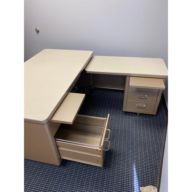 1950s Steelcase Tanker Desk With Return Chairish