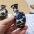 Late 20th Century Set of 5 Vintage Cloisonné Enamel Miniature Vases – Silver-Blue Technique, Floral Motif For Sale - Image 5 of 8