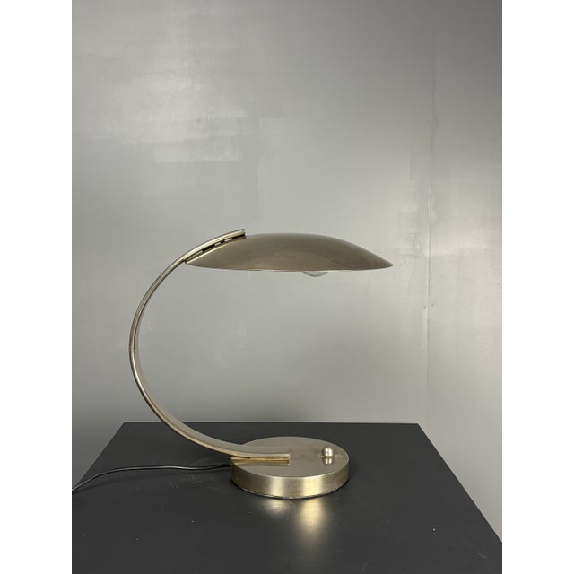 Metal French Art Deco Nickel Arc Table Lamp by Pierre Disderot for Soka, France, 1970s For Sale - Image 7 of 17